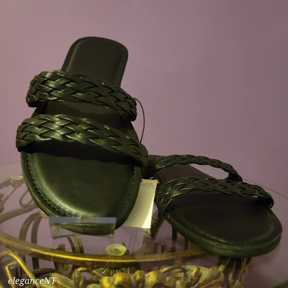 Gap Braided Double Strap Black Slide Sandals Sz: 9.5 NWT - Picture 4 of 8